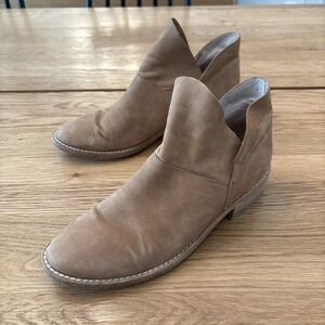 Eileen Fisher Leaf Bootie Cognac Suede Size 8‎